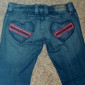 Frankie B. Studded Heart Pocket Jeans Medium Wash